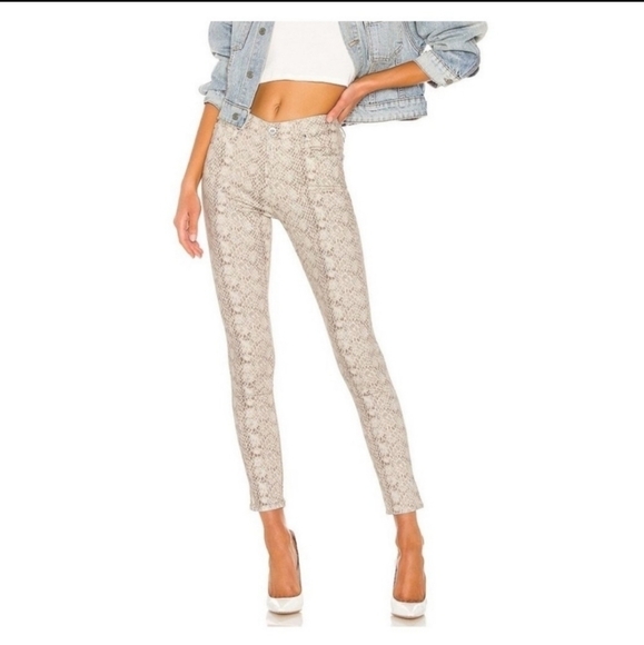 NEW AG adriano Goldschmied Ivory Python Farrah Skinny Jeans - Picture 1 of 7